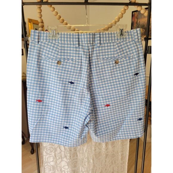 New men's vineyard vines sz 32 breaker shorts Blue and white checker pattern - Picture 2 of 4